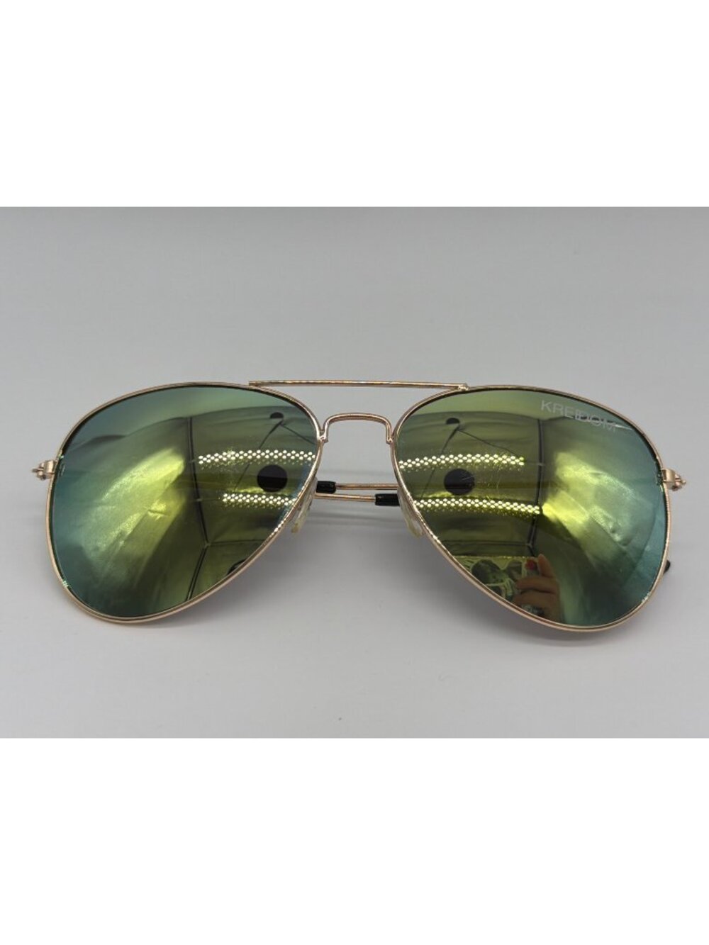 Kreedom Aviator Gold Frame Green-Tinted Mens Sunglasses With Sleek Black Arms PE